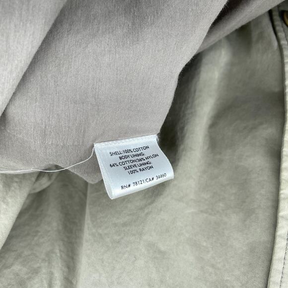 EILEEN FISHER Jacket M Twill Cotton Trench Coat Duster Button Front Gray - Picture 8 of 16